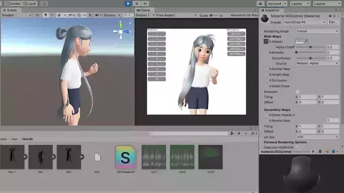 Long Hair 3D Item Zepeto Unity Prefab Model Low-poly 3D model