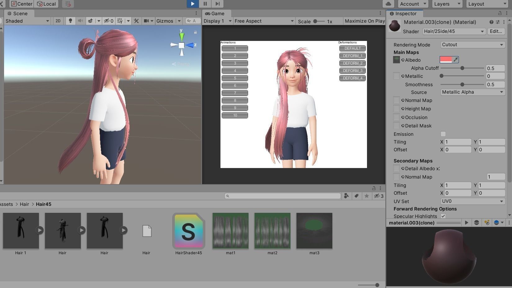 Zepeto Studio Unity 3D model Long Hair 3D Item Zepeto Unity Prefab Model VR / AR / low-poly ...