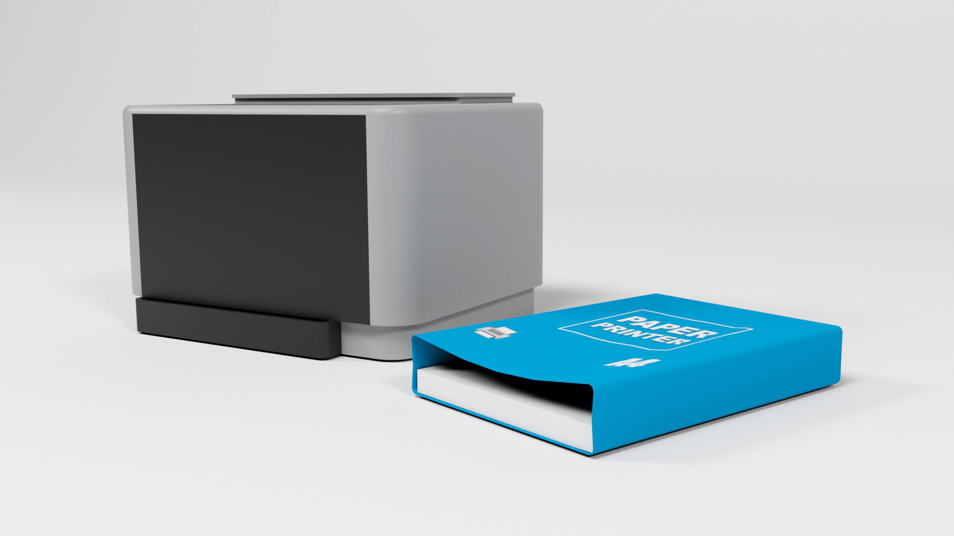 Printer and paper Low-poly 3D model_2