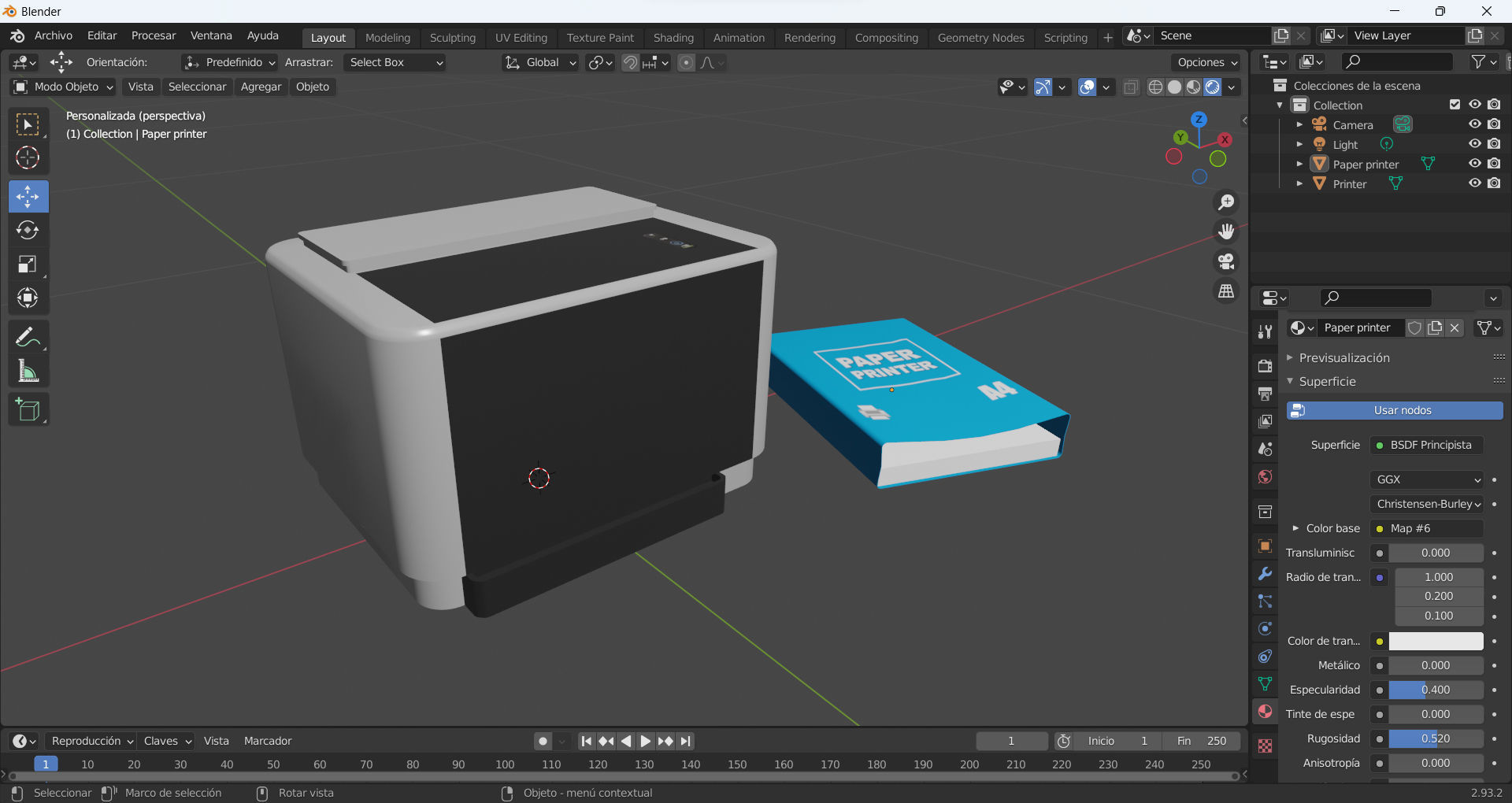 Printer and paper Low-poly 3D model_11