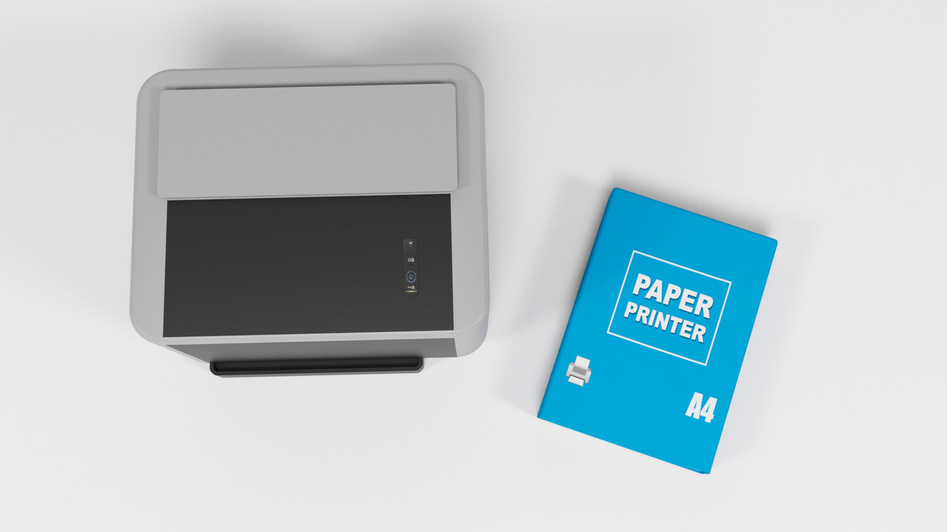Printer and paper Low-poly 3D model_3