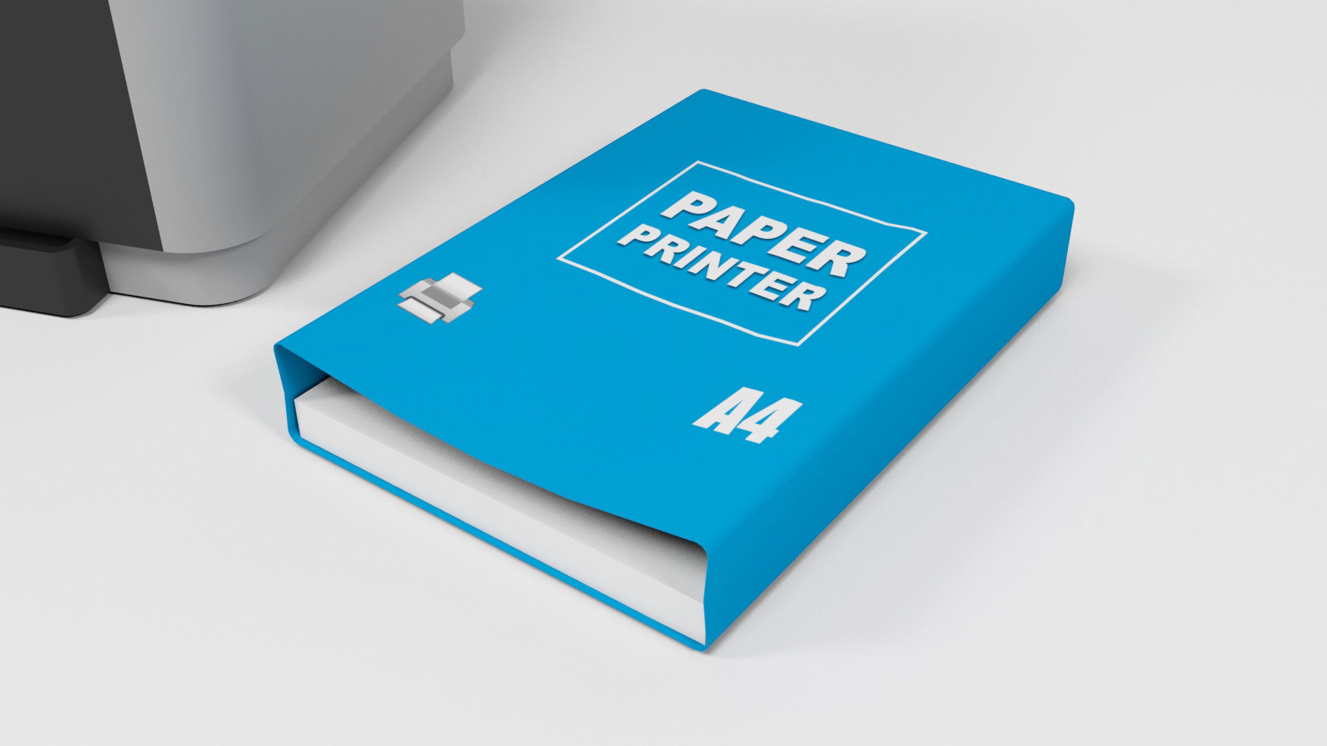 Printer and paper Low-poly 3D model_6