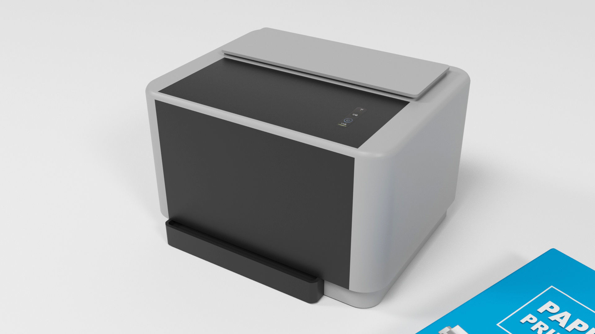 Printer and paper Low-poly 3D model_5