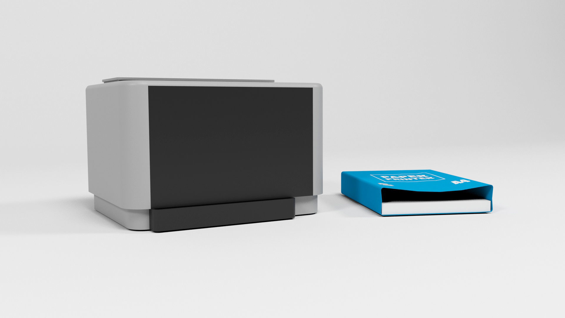 Printer and paper Low-poly 3D model_4