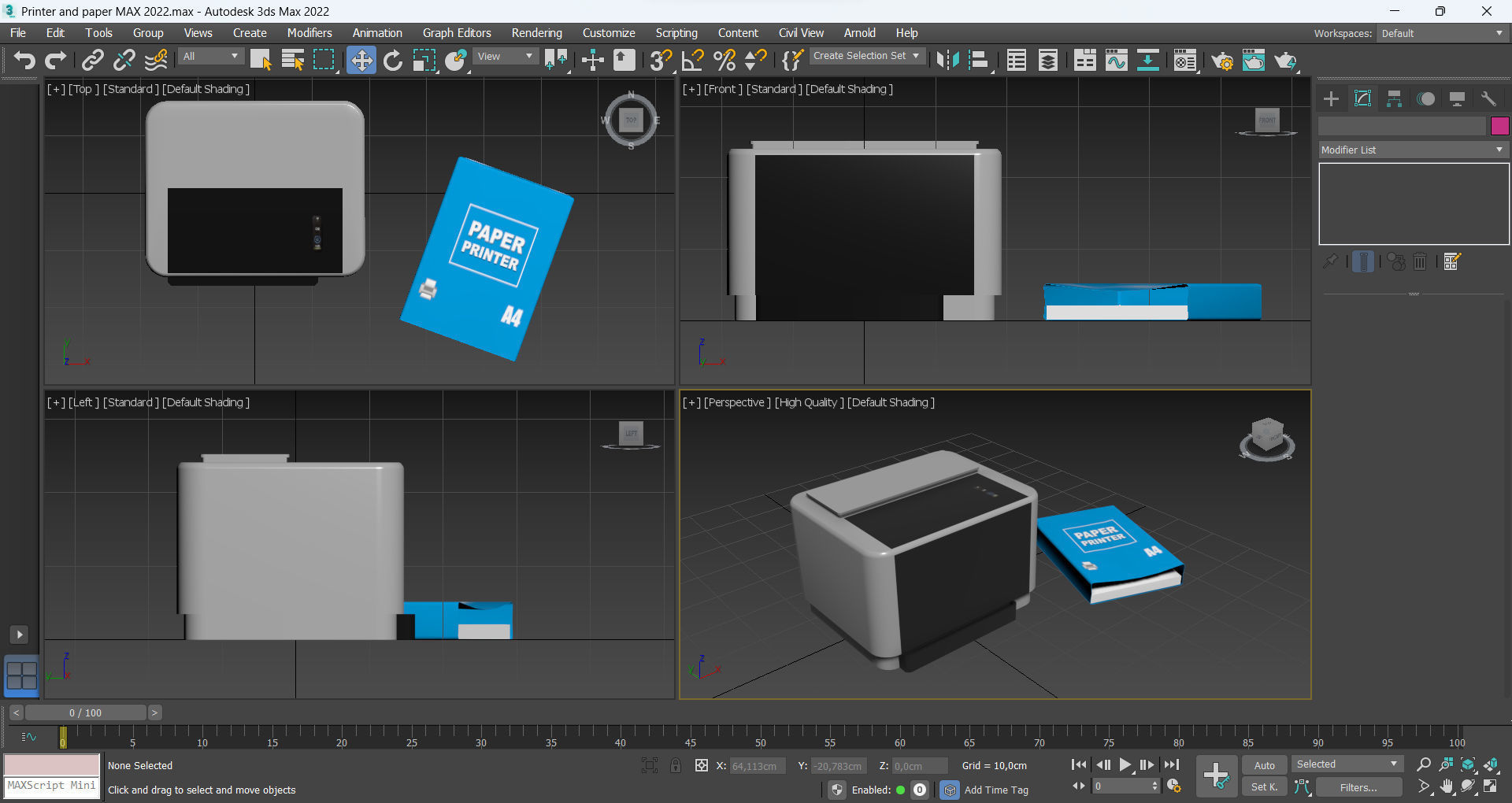Printer and paper Low-poly 3D model_8