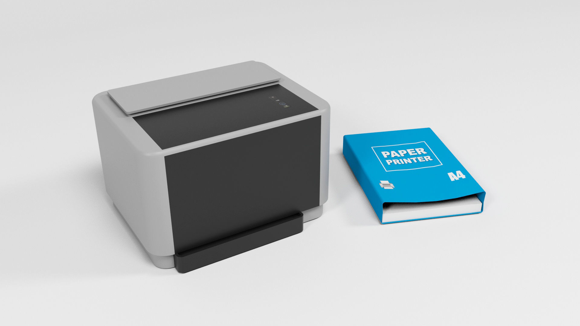 Printer and paper Low-poly 3D model_1
