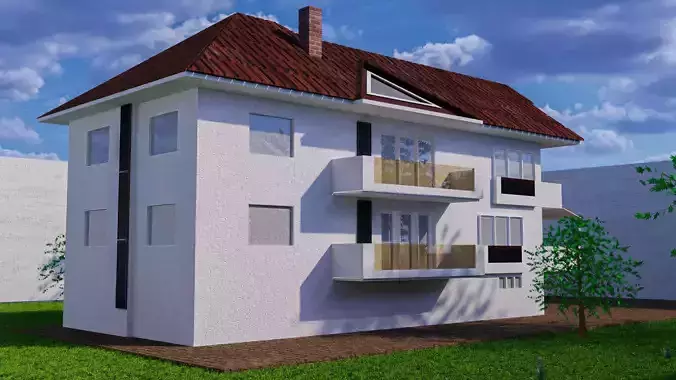 villa two story house with balconies