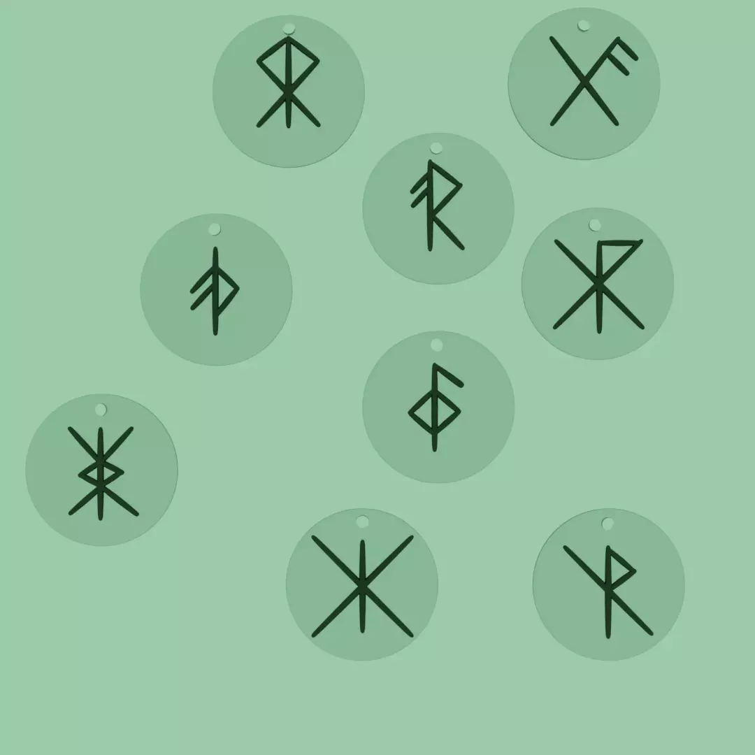 8 Viking Runes Keychain 3D Printable Model 3D print model