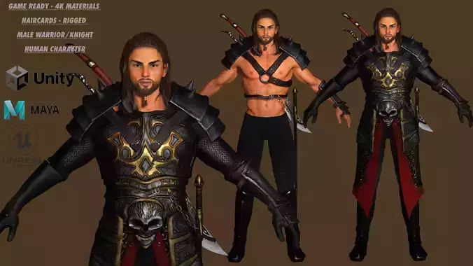 AAA 3D FANTASY MALE CHARACTER - THE WARRIOR or KNIGHT 03