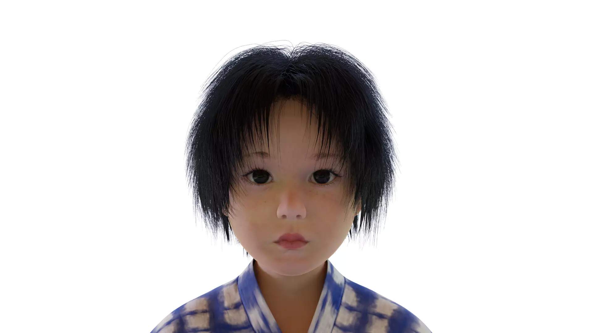 A Child Character in a Kimono LITTLE KANO Low-poly 3D model_0