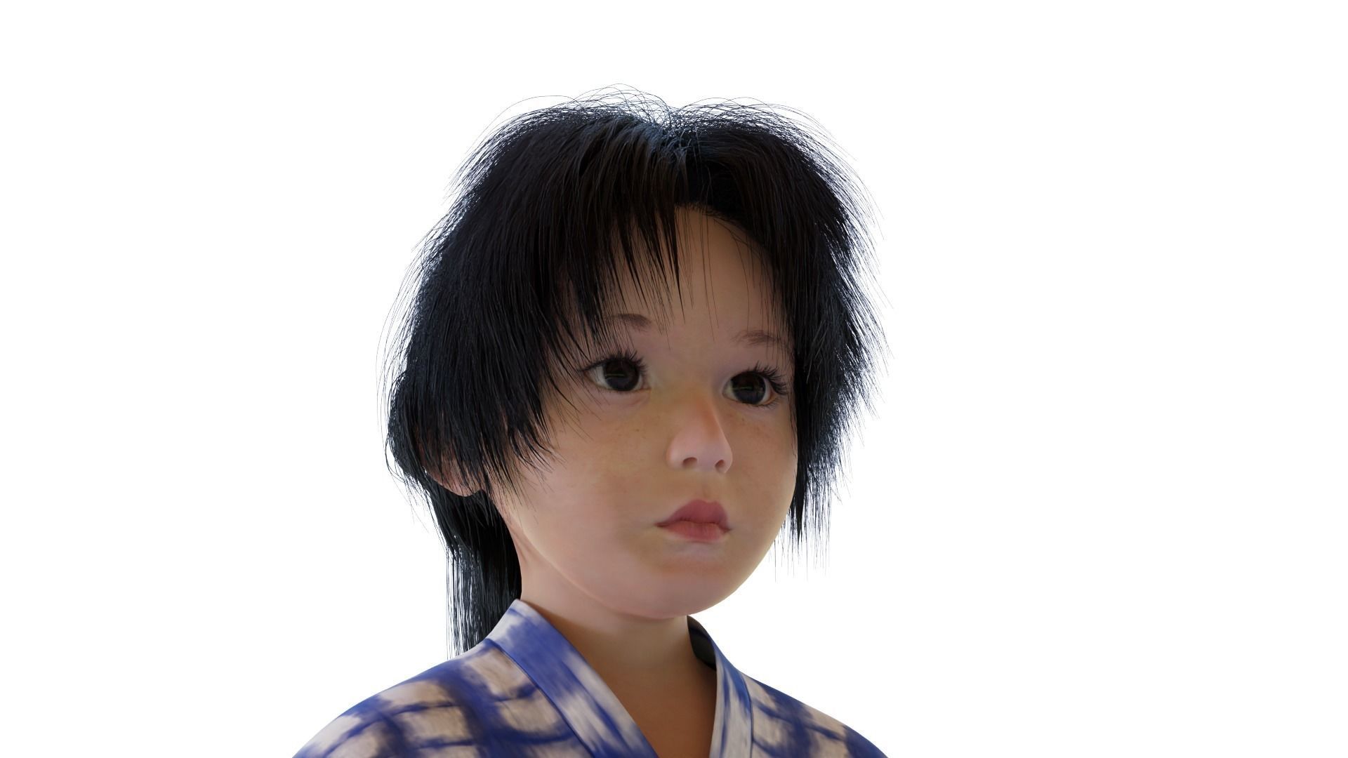 A Child Character in a Kimono LITTLE KANO Low-poly 3D model_6