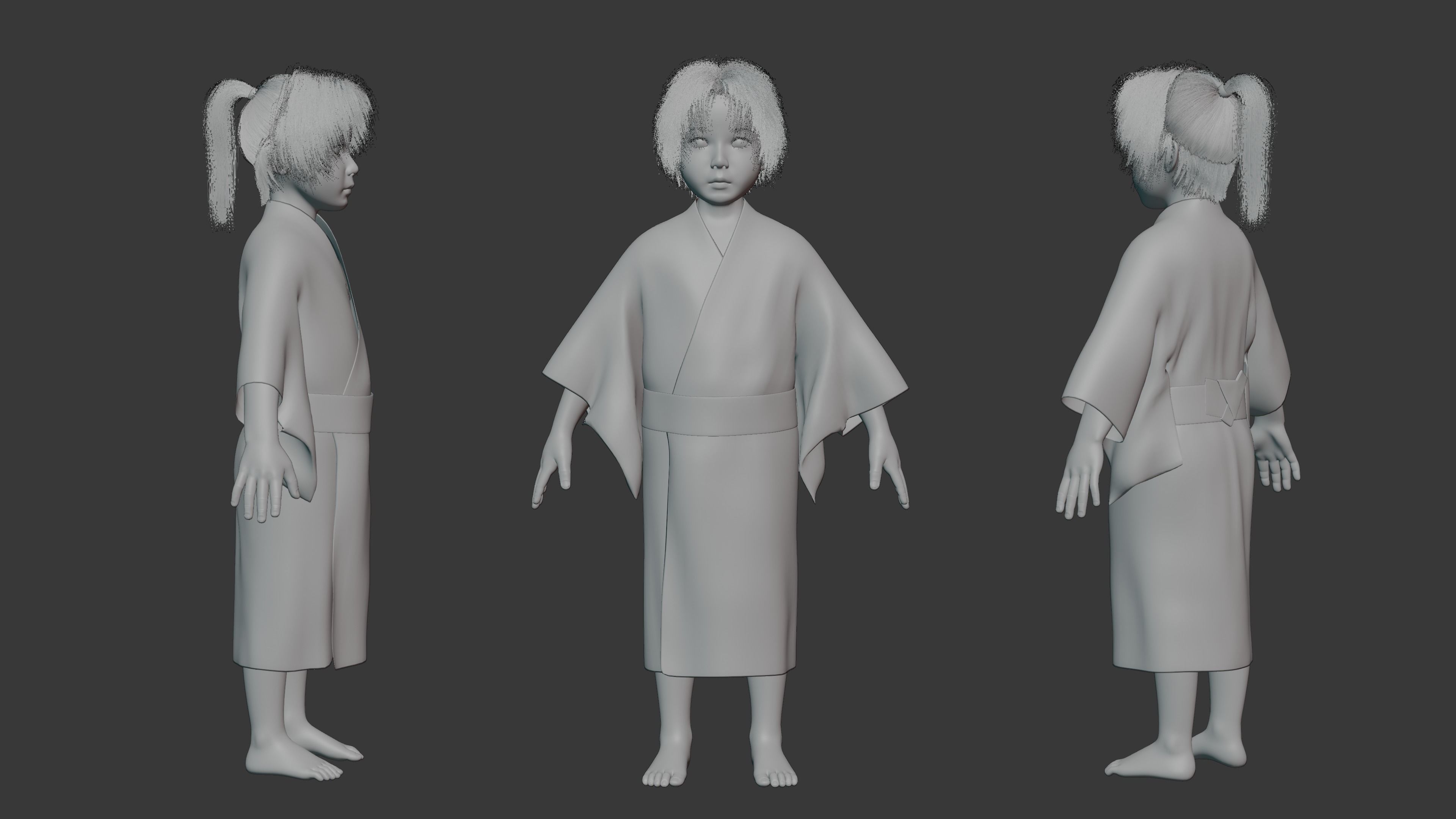 A Child Character in a Kimono LITTLE KANO Low-poly 3D model_16