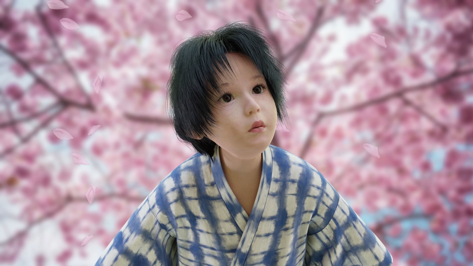 A Child Character in a Kimono LITTLE KANO Low-poly 3D model_8