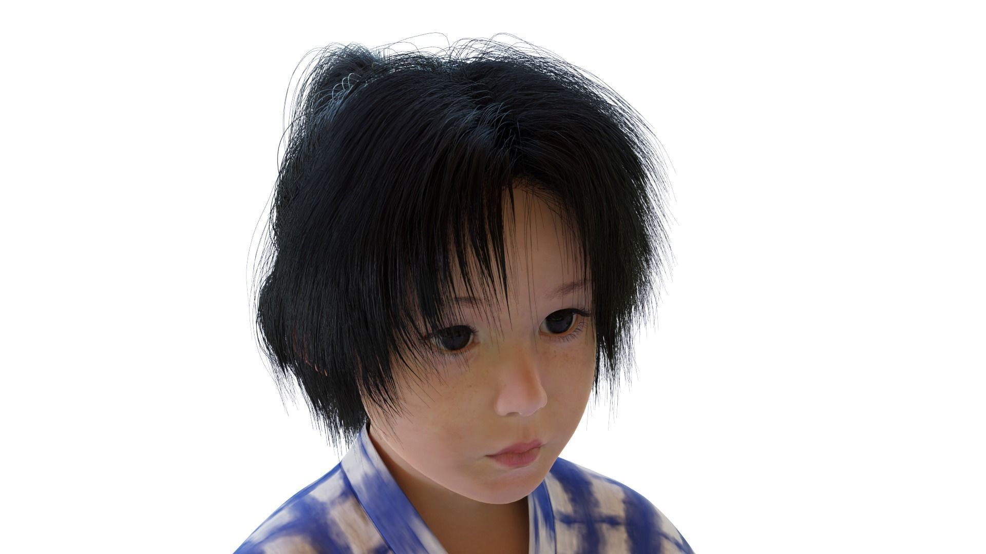 A Child Character in a Kimono LITTLE KANO Low-poly 3D model_2