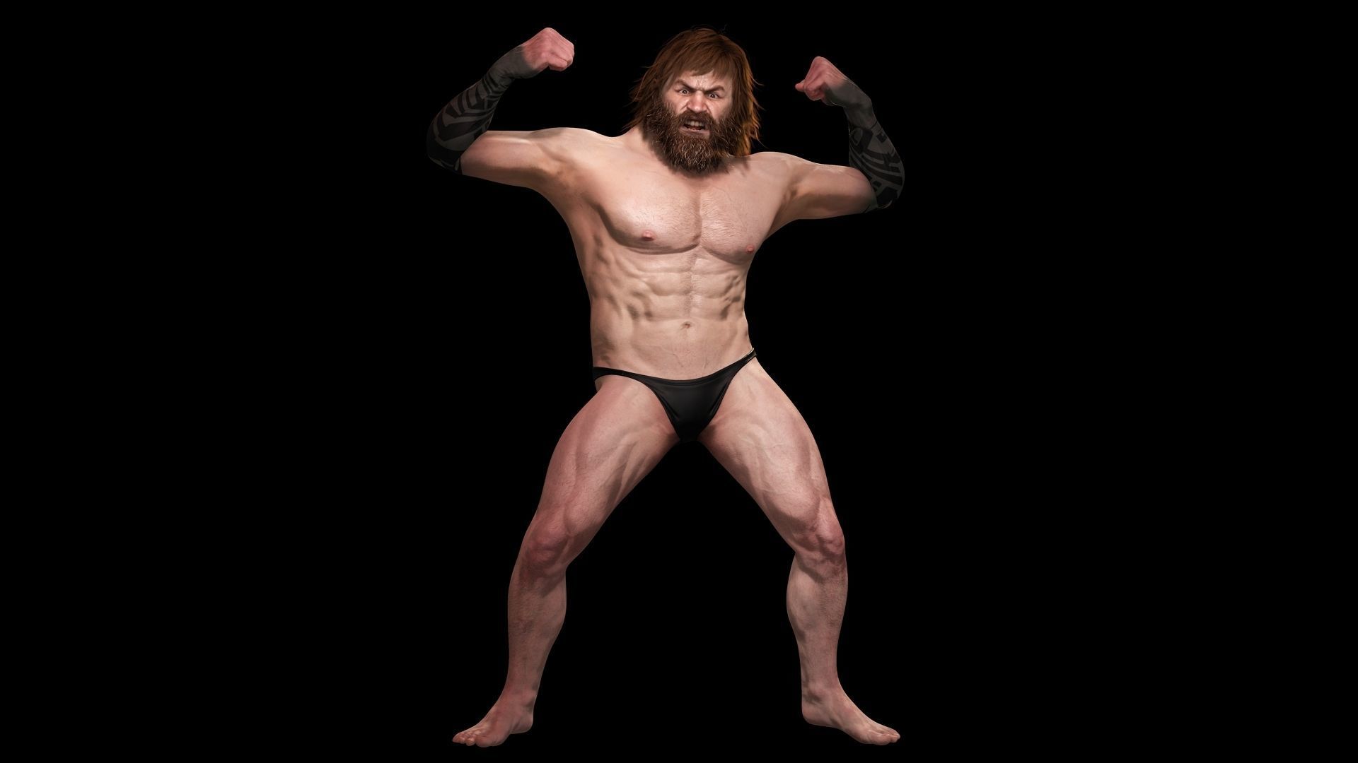 Viking Warrior Base Man Low-poly 3D model_9