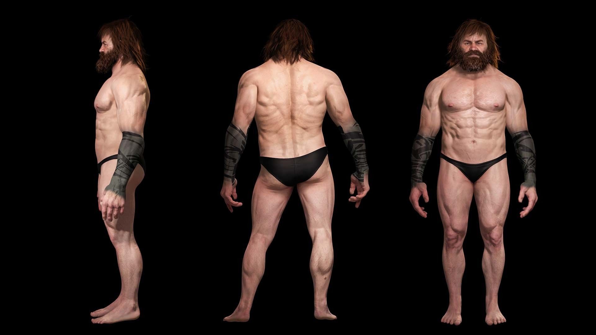 Viking Warrior Base Man Low-poly 3D model_1