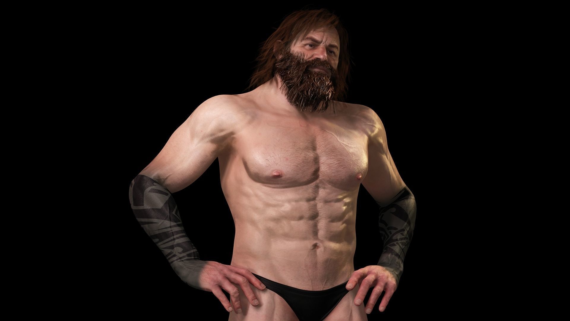 Viking Warrior Base Man Low-poly 3D model_7