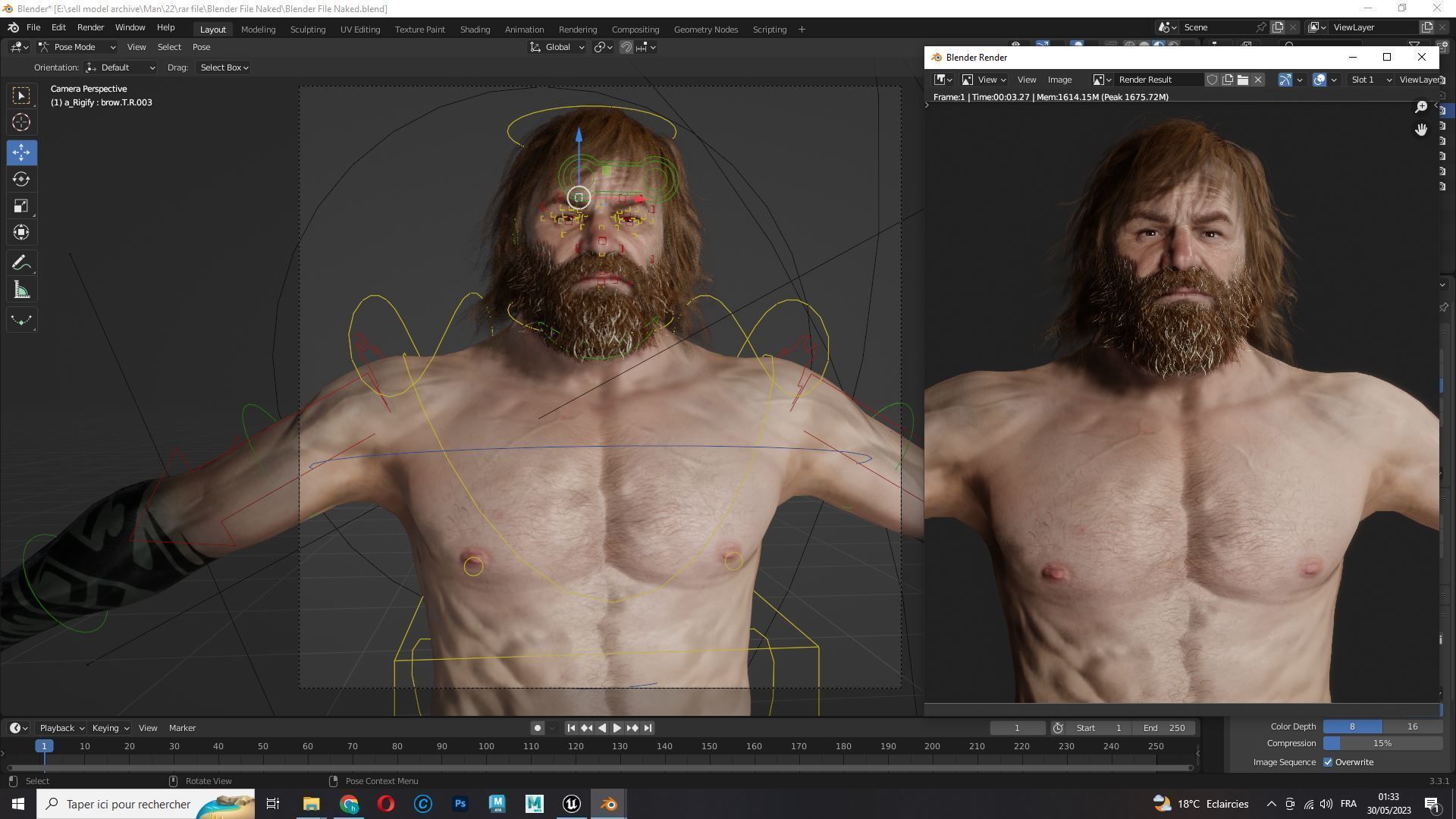 Viking Warrior Base Man Low-poly 3D model_14