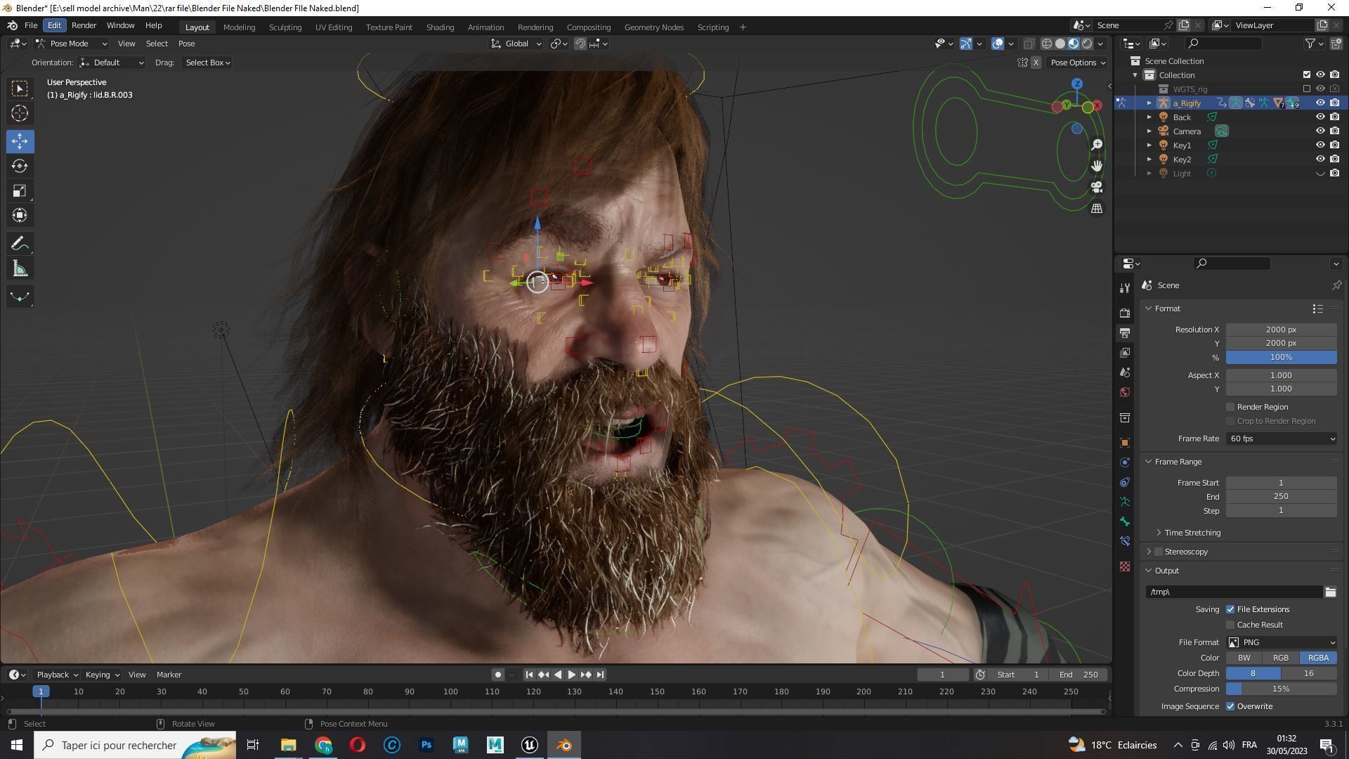 Viking Warrior Base Man Low-poly 3D model_13