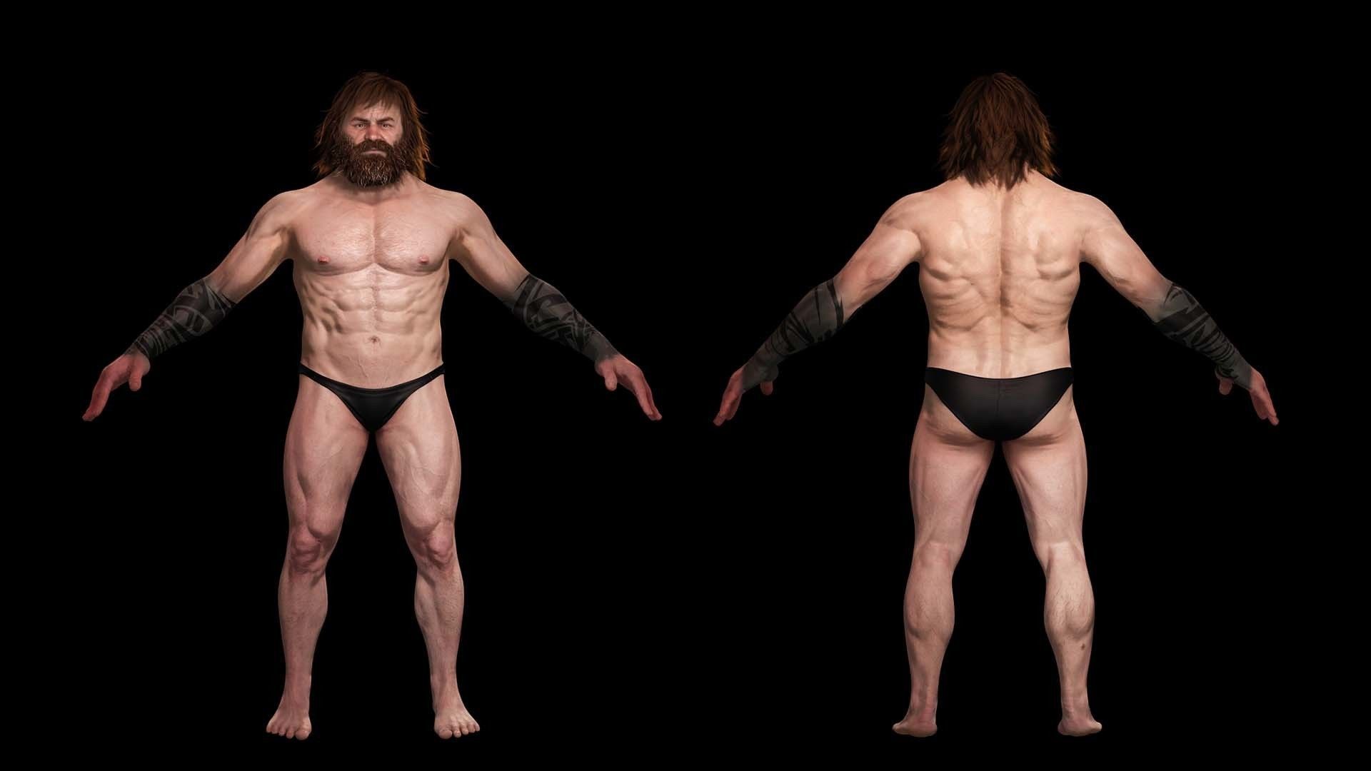 Viking Warrior Base Man Low-poly 3D model_2