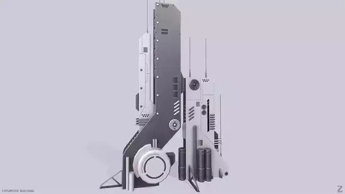 Futuristic building Low-poly 3D model