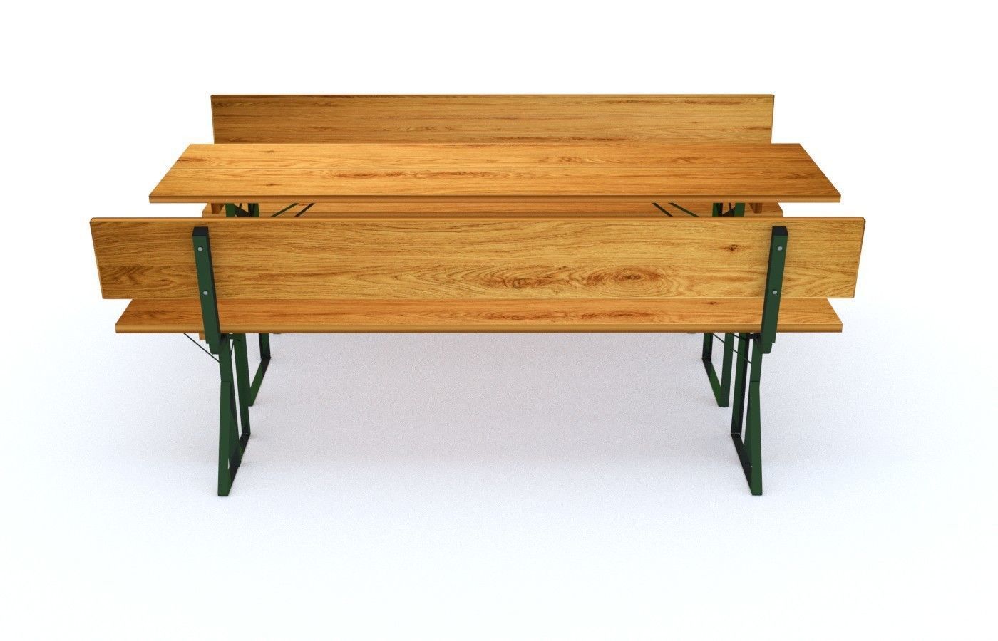 Party set - table and two benches with backrest 3D model_1