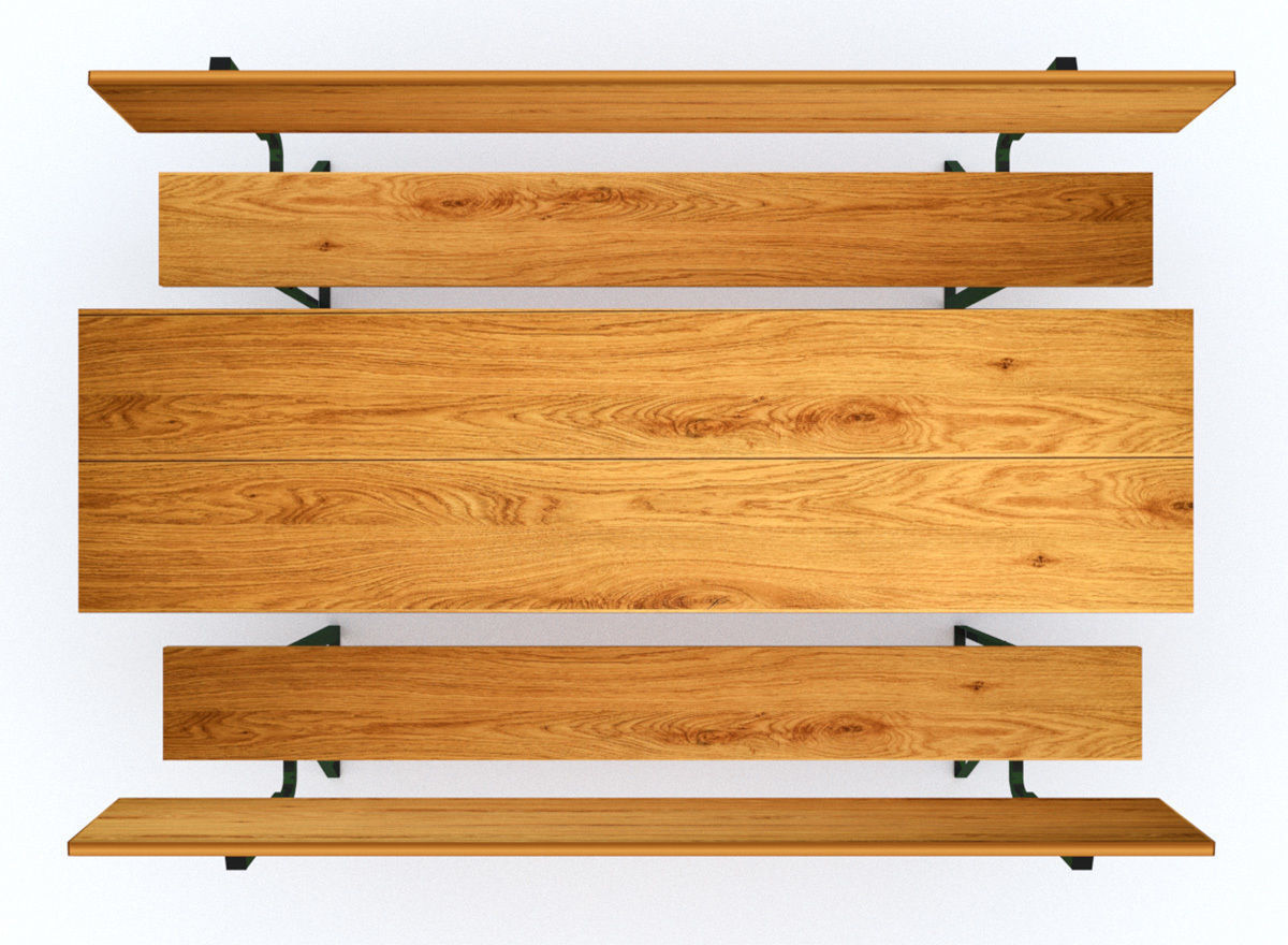 Party set - table and two benches with backrest 3D model_5