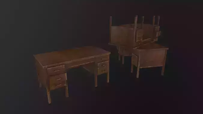 old wooden office table 3D Model