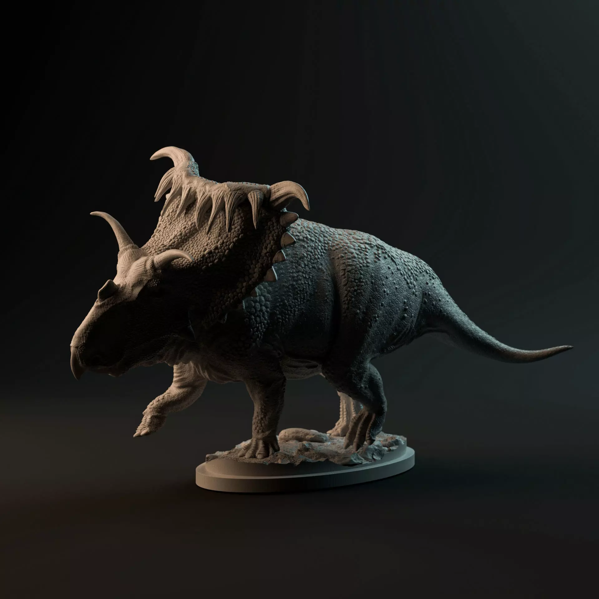 Kosmoceratops running 1-35 scale pre-supported dinosaur 3D print model_0