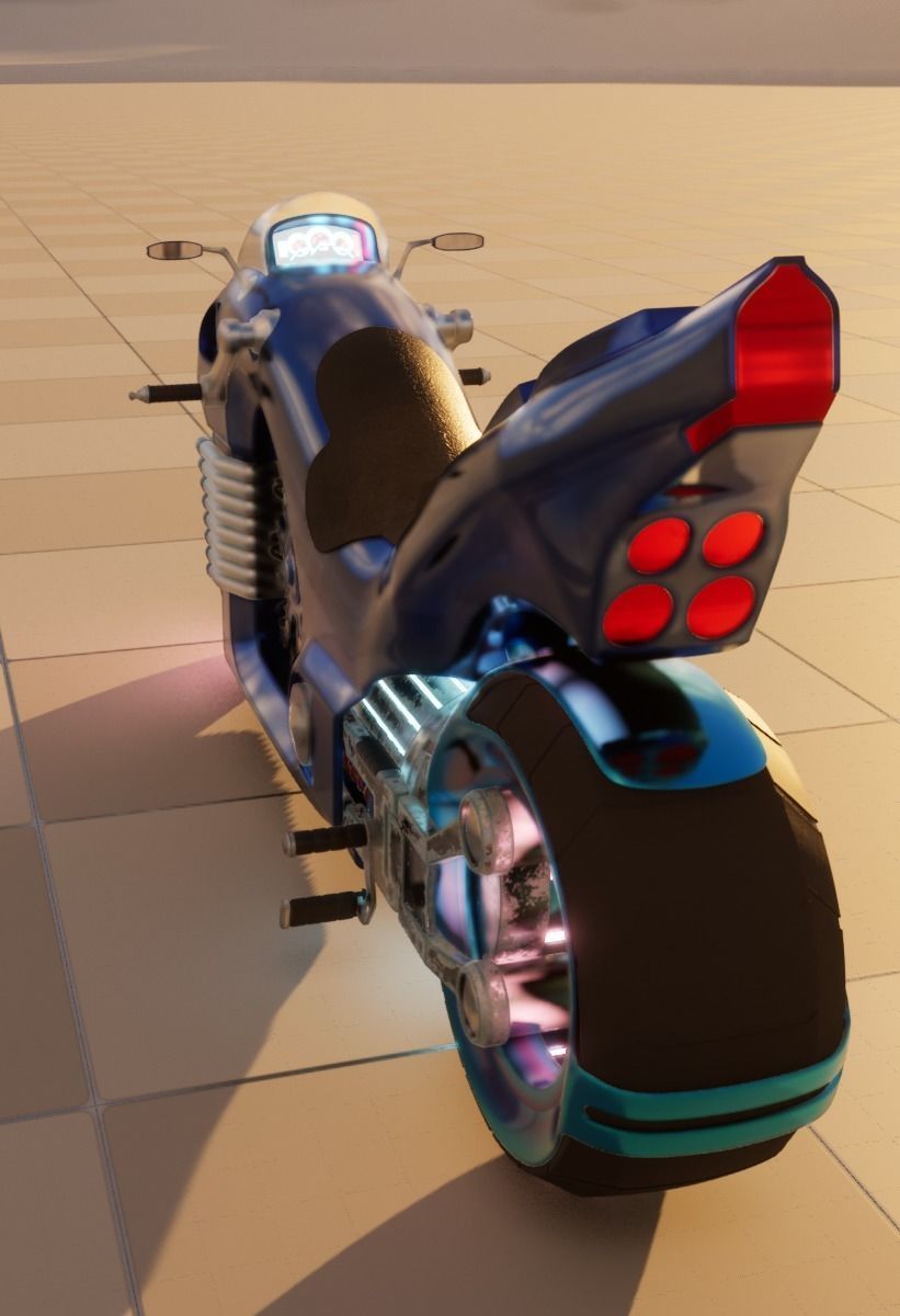 Sci Fi Motorcycle 3D model_2
