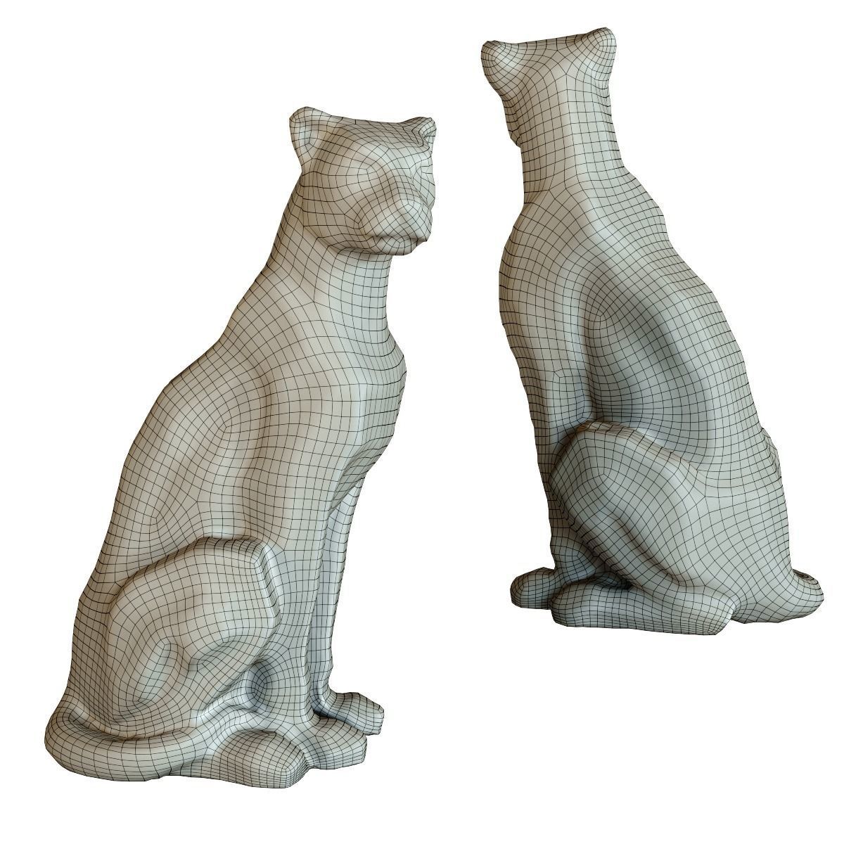 Deco Figurine Sitting Cat Rivet Copper 3D model_1