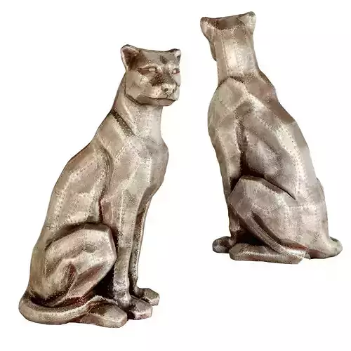 Deco Figurine Sitting Cat Rivet Copper