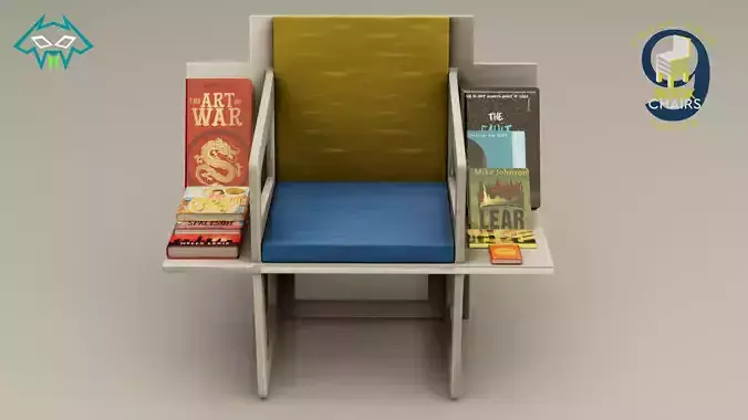 House Hold Series - 9 Book Chairs - Chair 9 Low-poly 3D model
