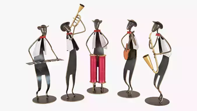 The set of five statuettes of jazz musicians