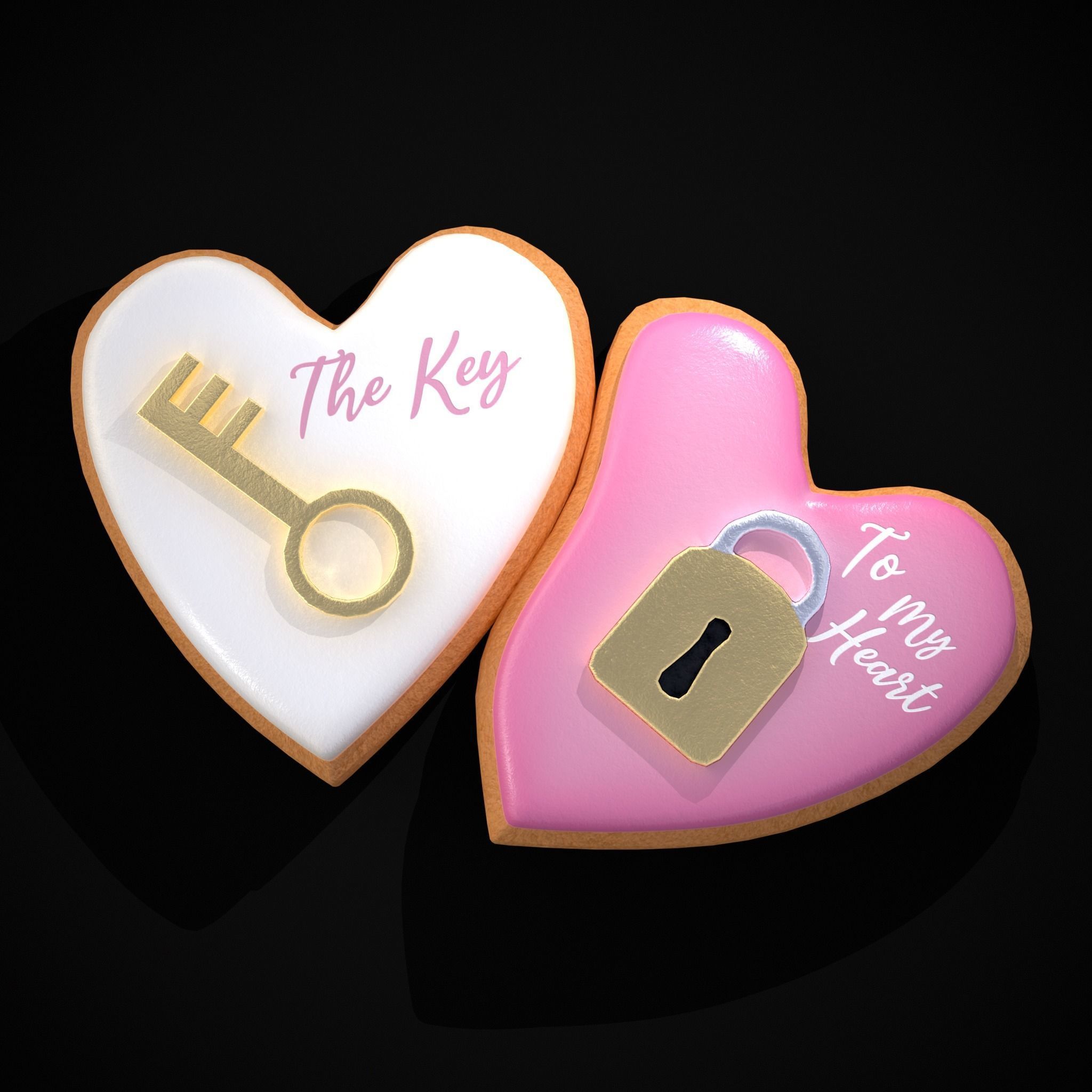 Key to my Heart Cookie Low-poly 3D model_31