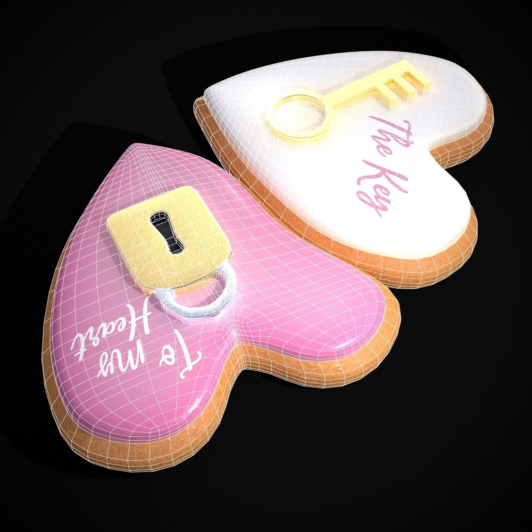 Key to my Heart Cookie Low-poly 3D model_34