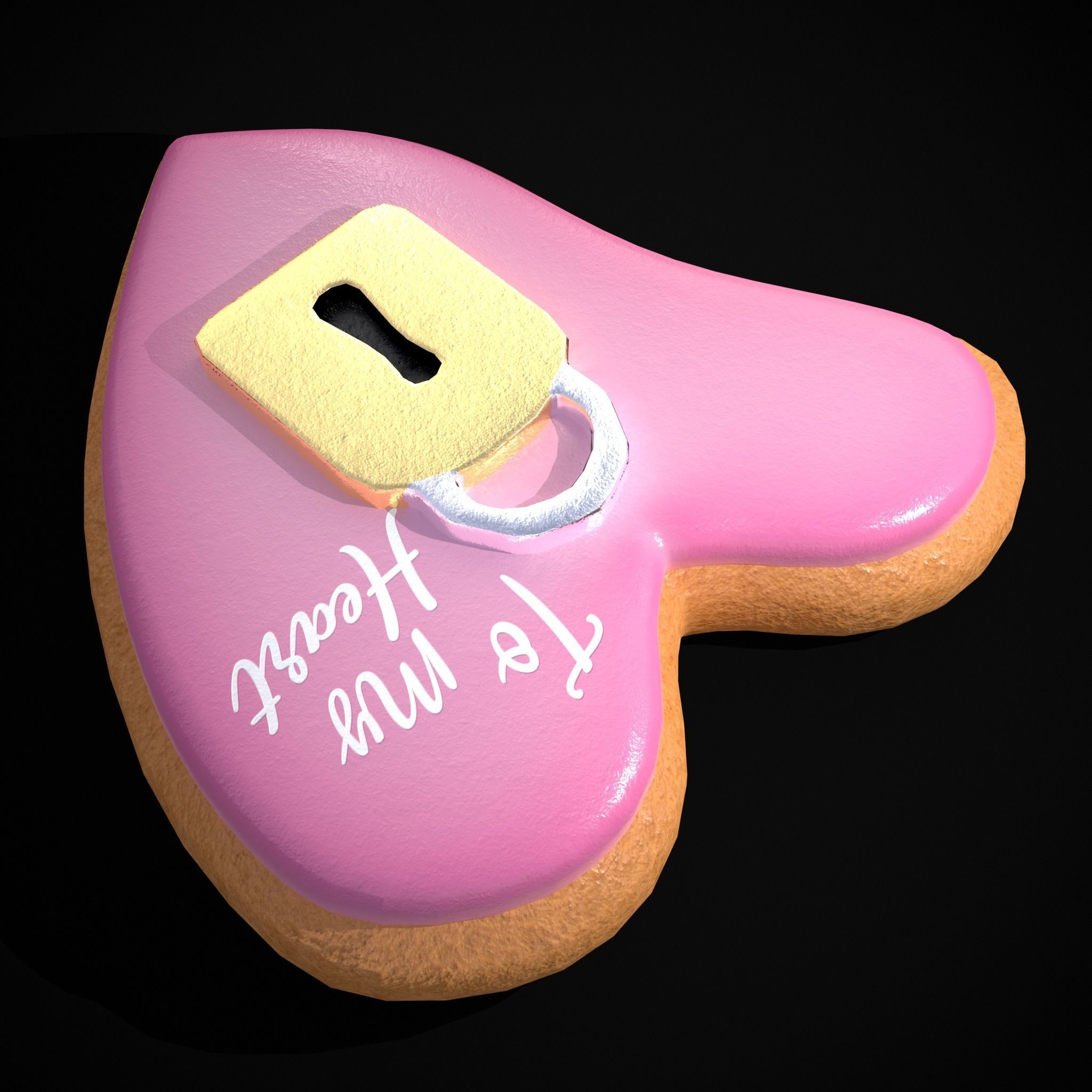 Key to my Heart Cookie Low-poly 3D model_21