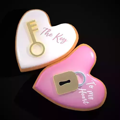 Key to my Heart Cookie Low-poly 3D model