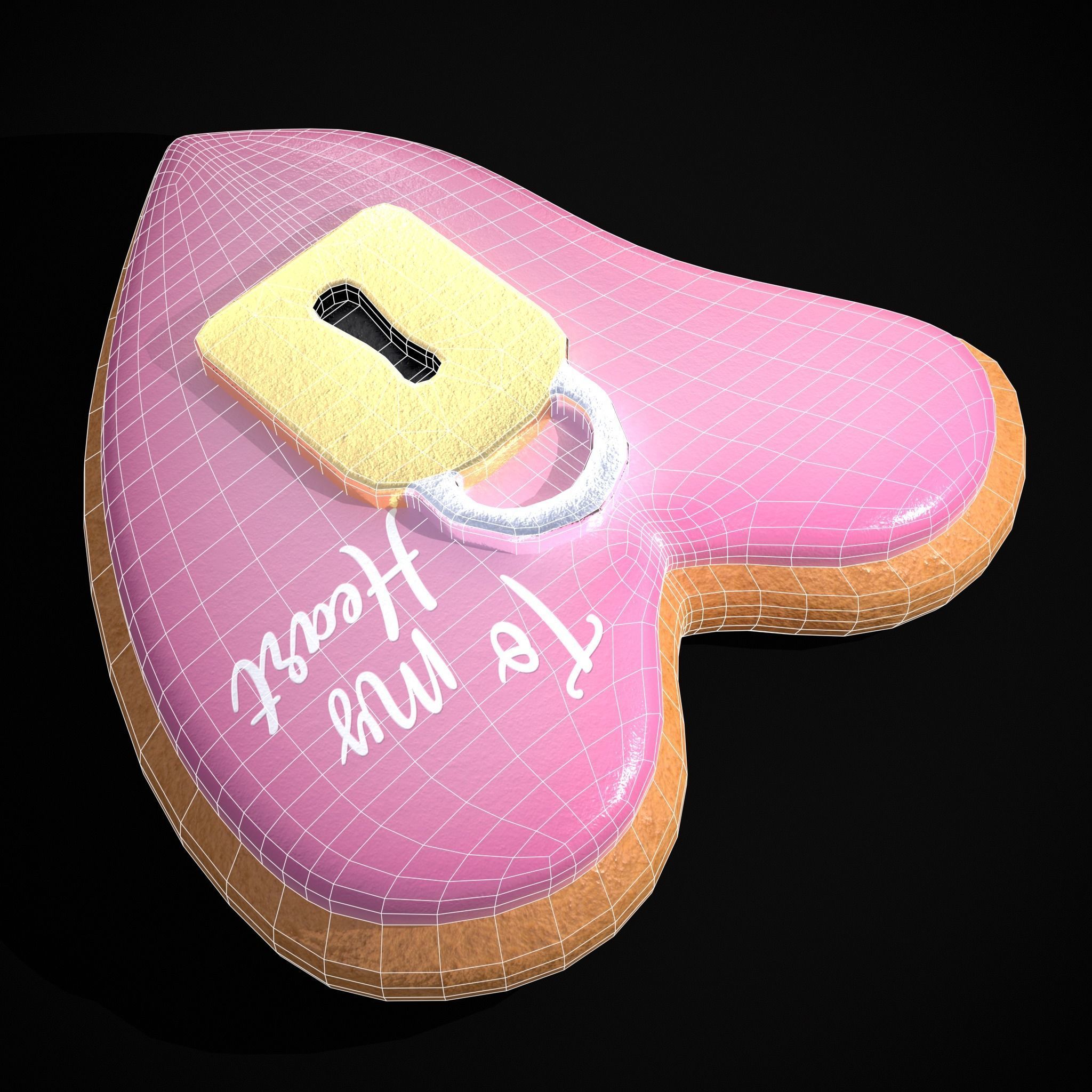 Key to my Heart Cookie Low-poly 3D model_22