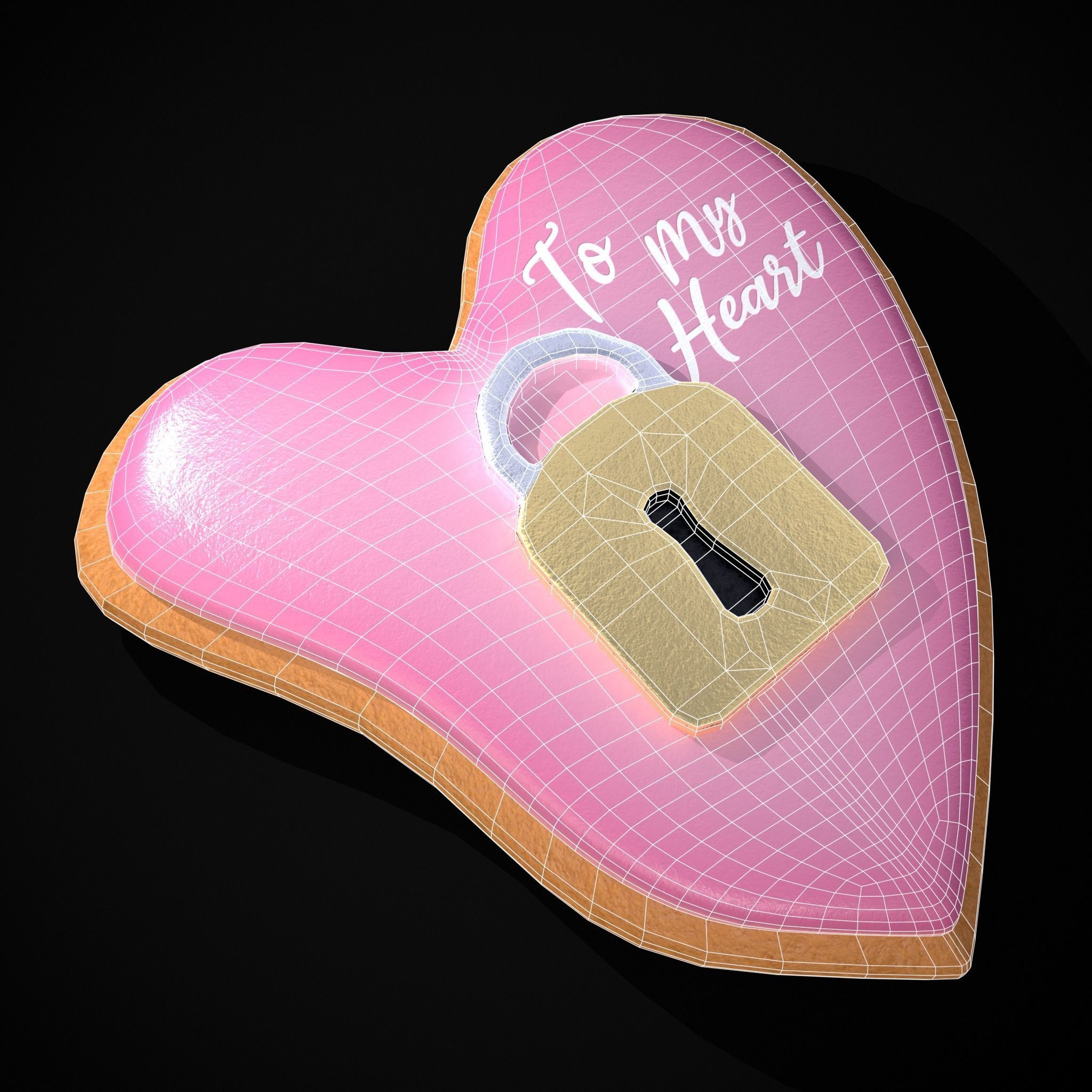 Key to my Heart Cookie Low-poly 3D model_18