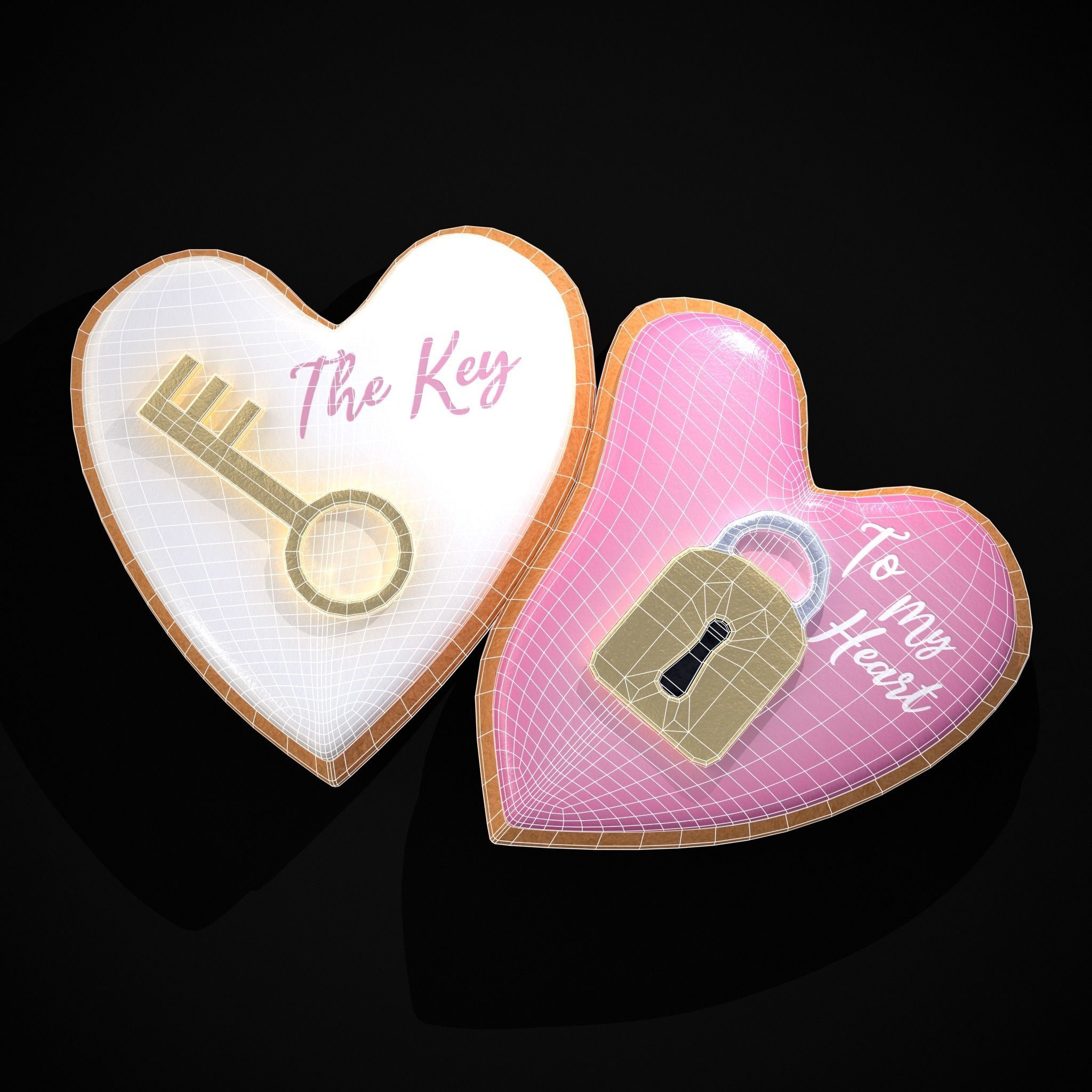 Key to my Heart Cookie Low-poly 3D model_32