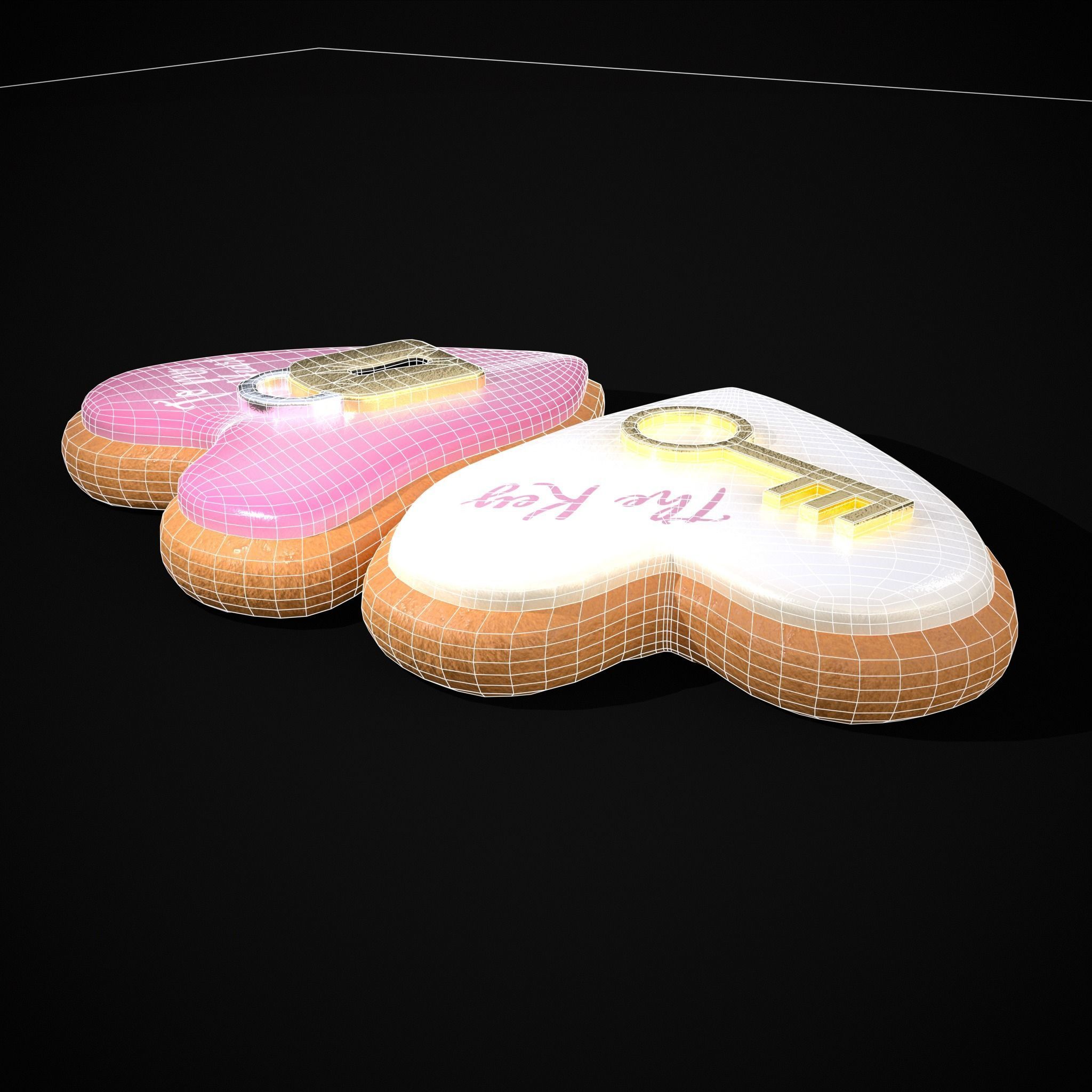 Key to my Heart Cookie Low-poly 3D model_8