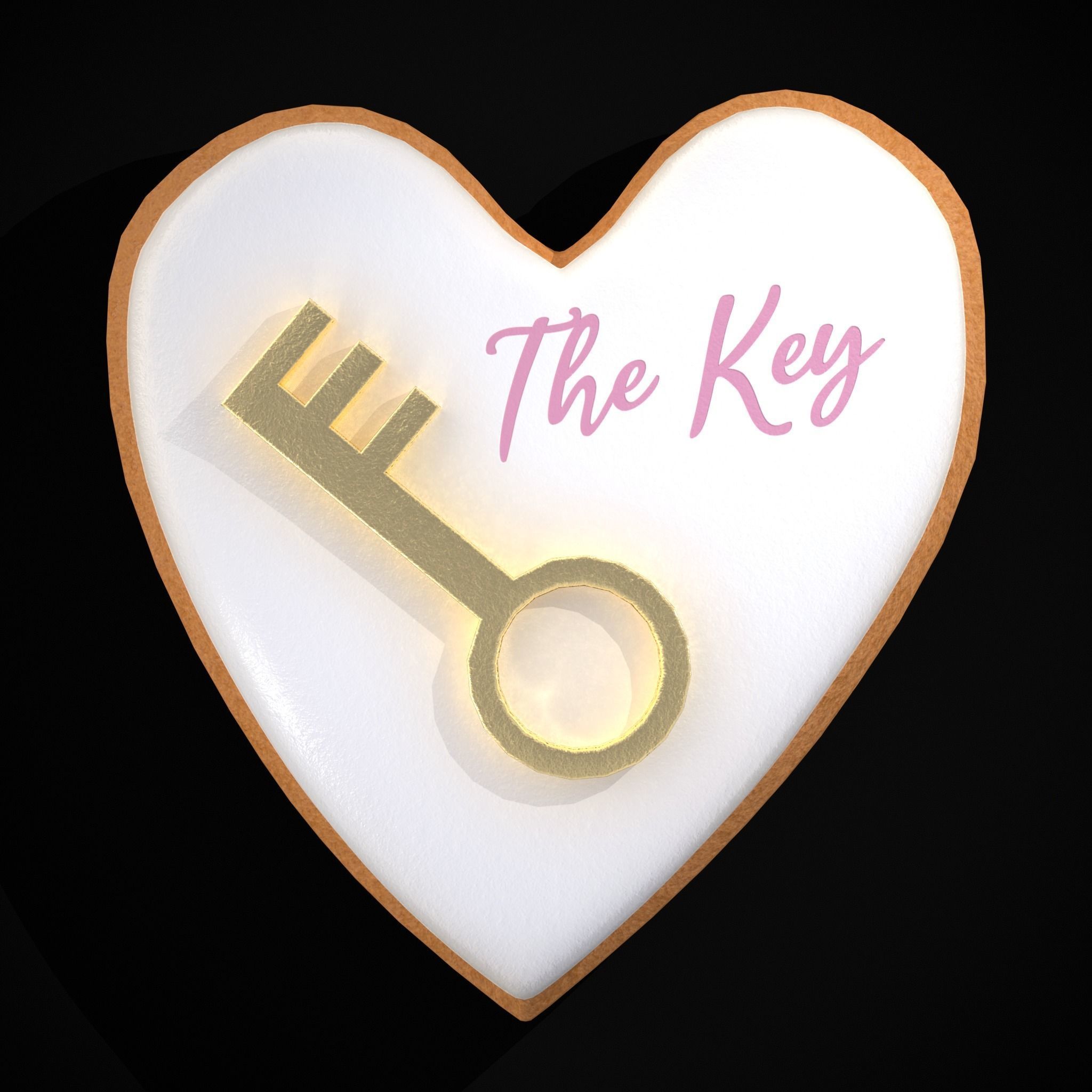 Key to my Heart Cookie Low-poly 3D model_11