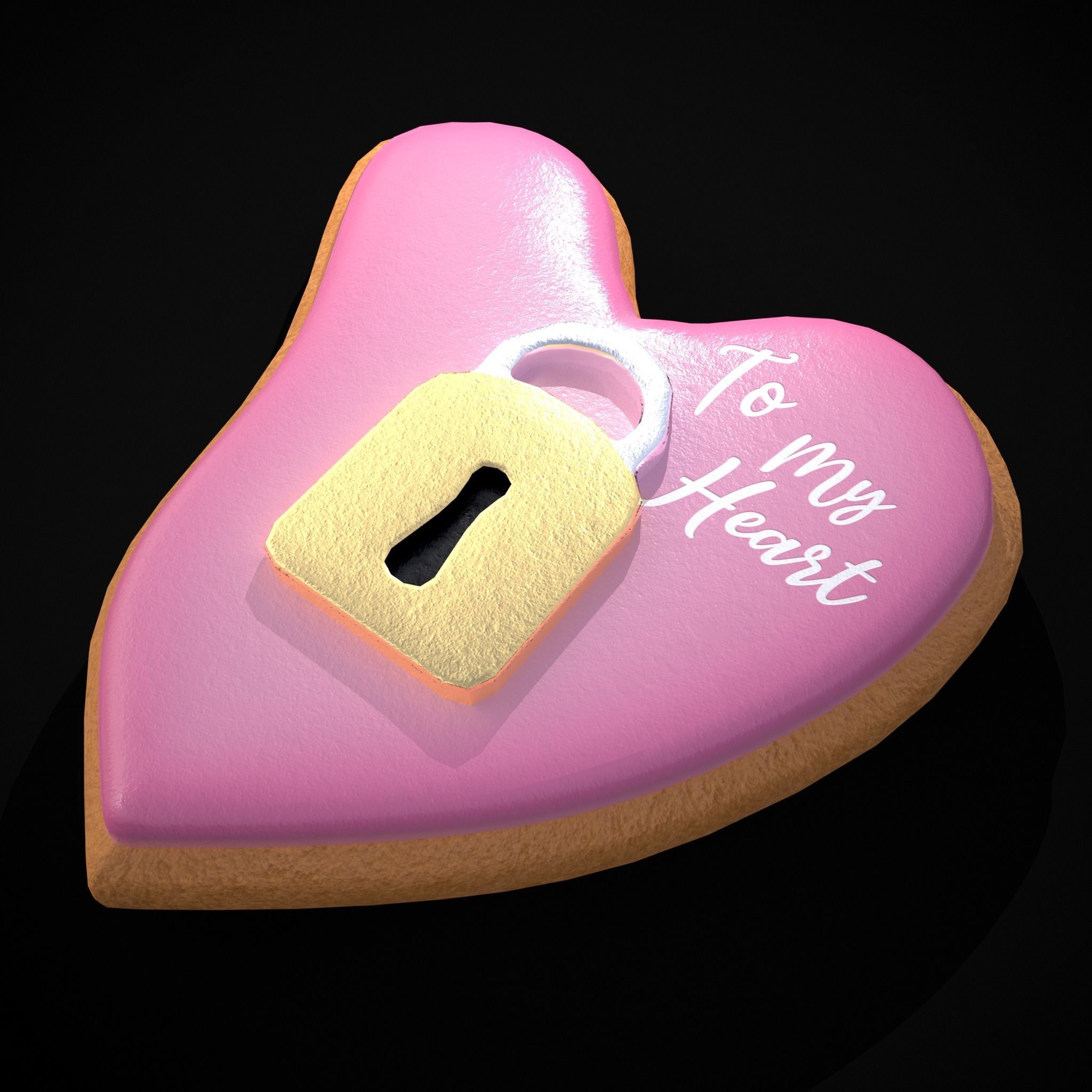 Key to my Heart Cookie Low-poly 3D model_19