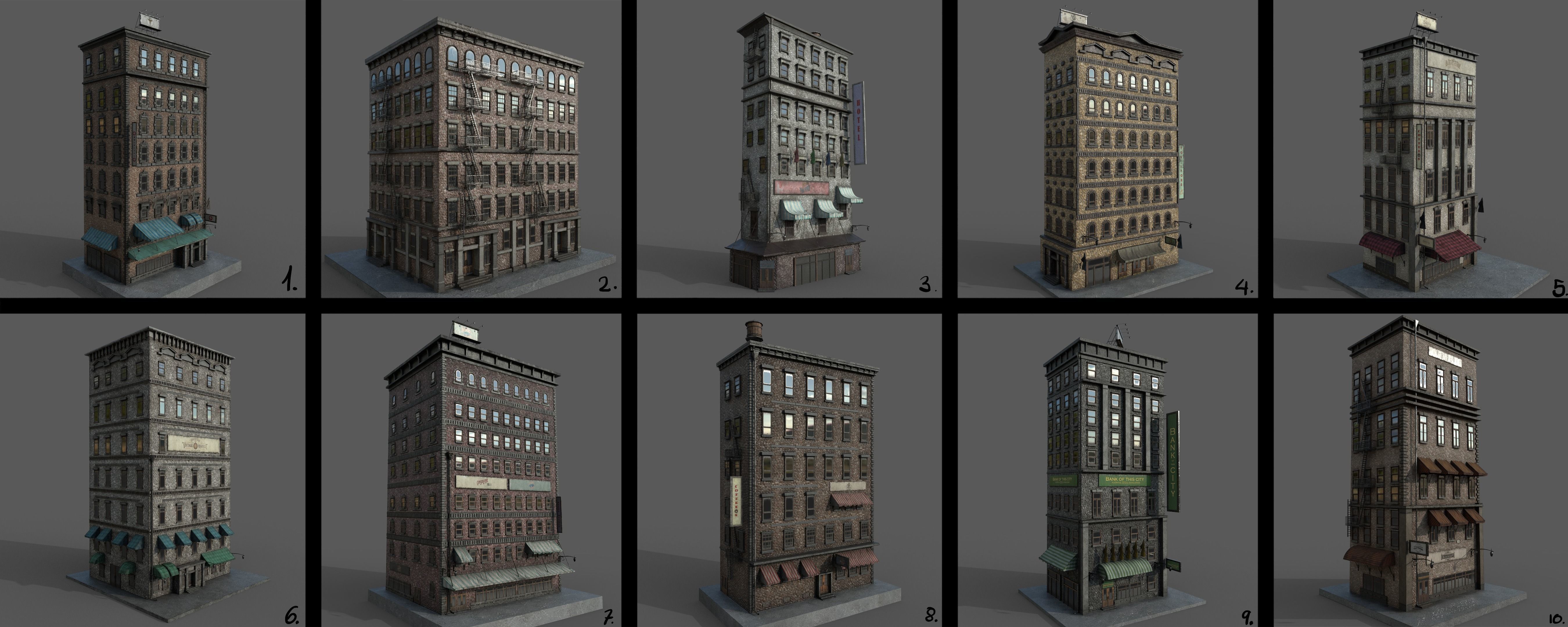 7-10 Old New york buildings Garage 1930 3D model_8