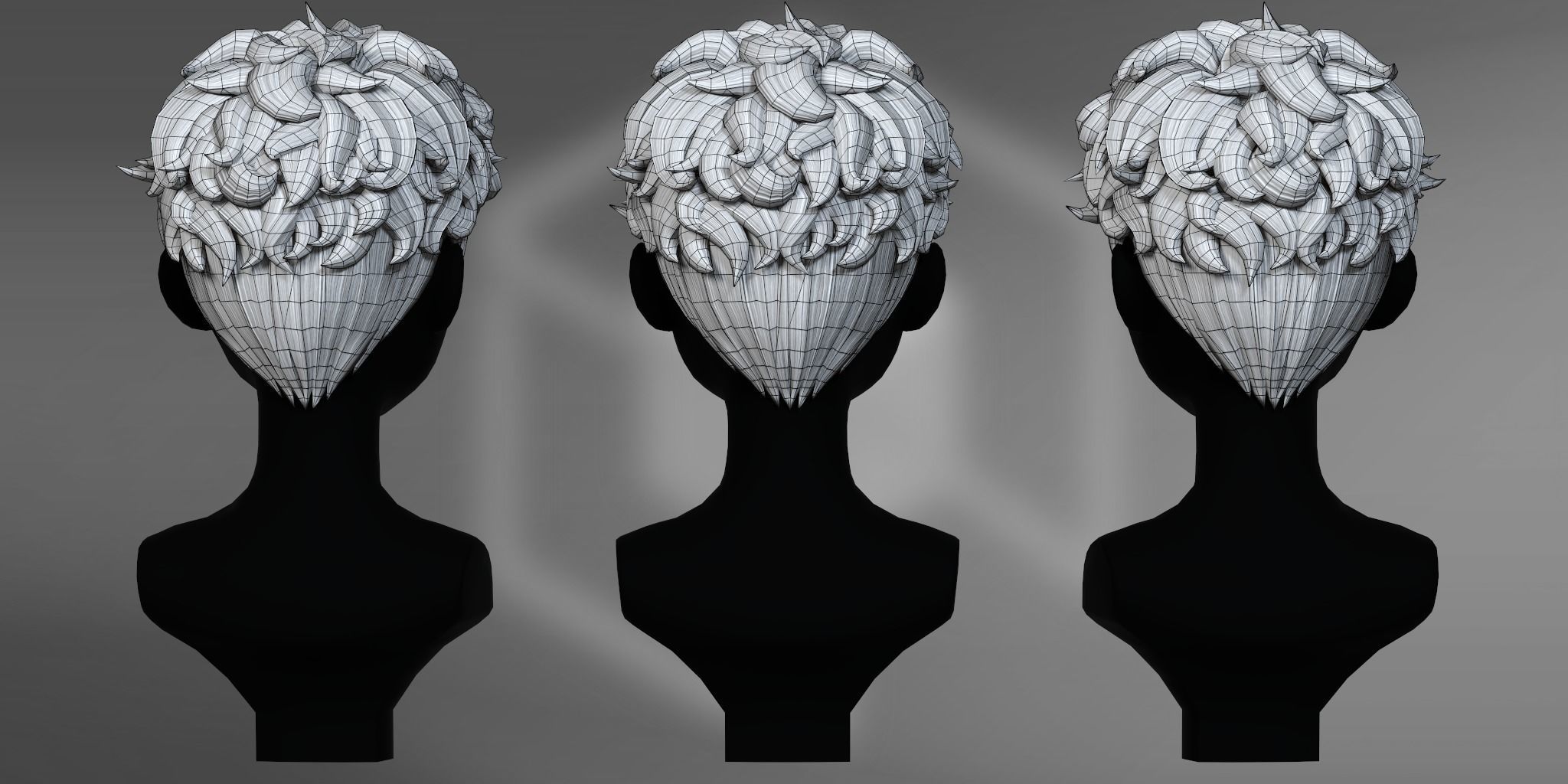Game Hair - Stylized Male Hairstyle V9 Low-poly 3D model_5