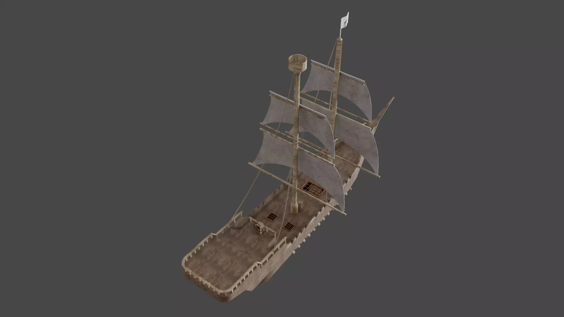 old Ship pbr Low-poly 3D model_0