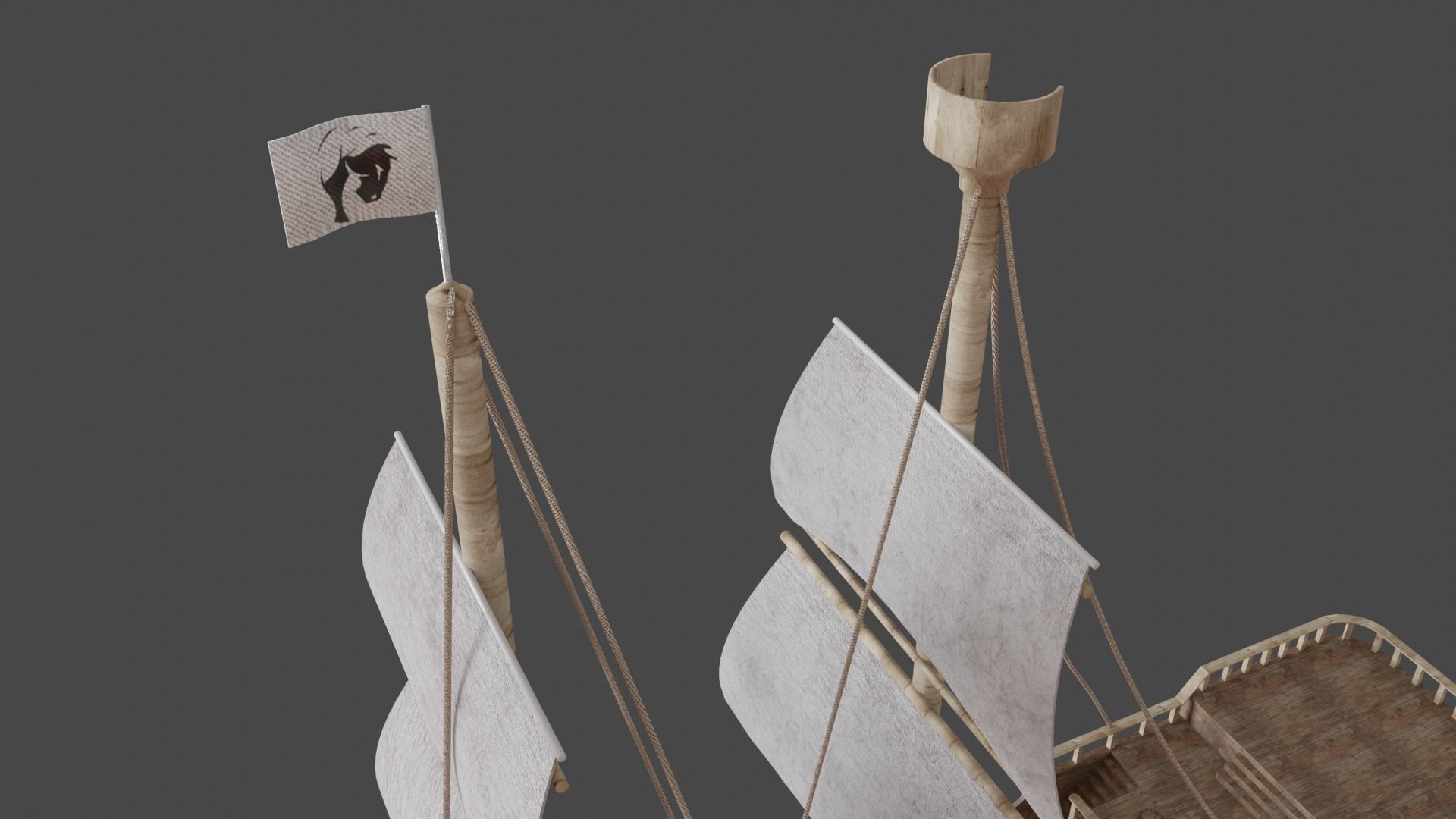 old Ship pbr Low-poly 3D model_9