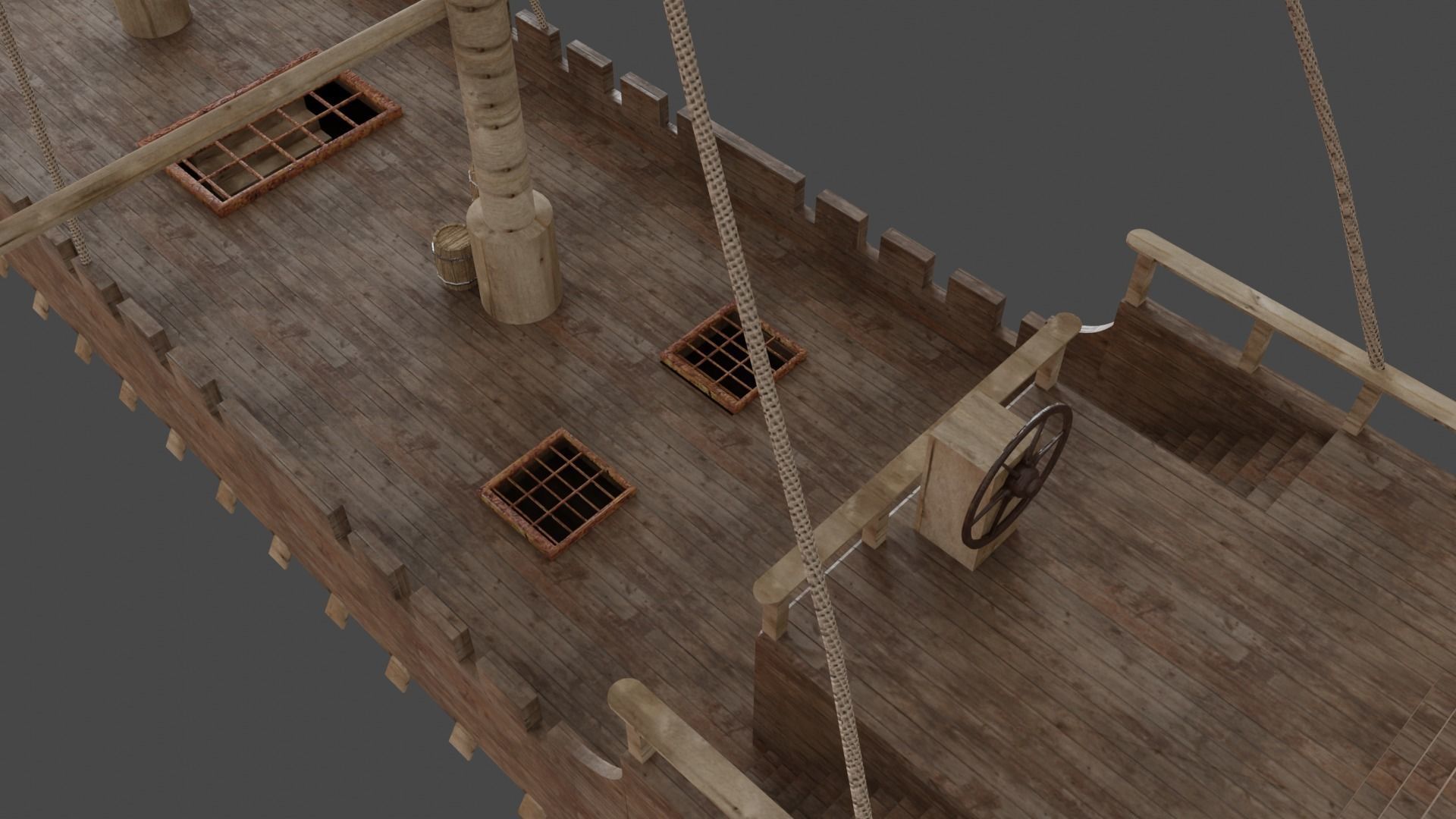 old Ship pbr Low-poly 3D model_8