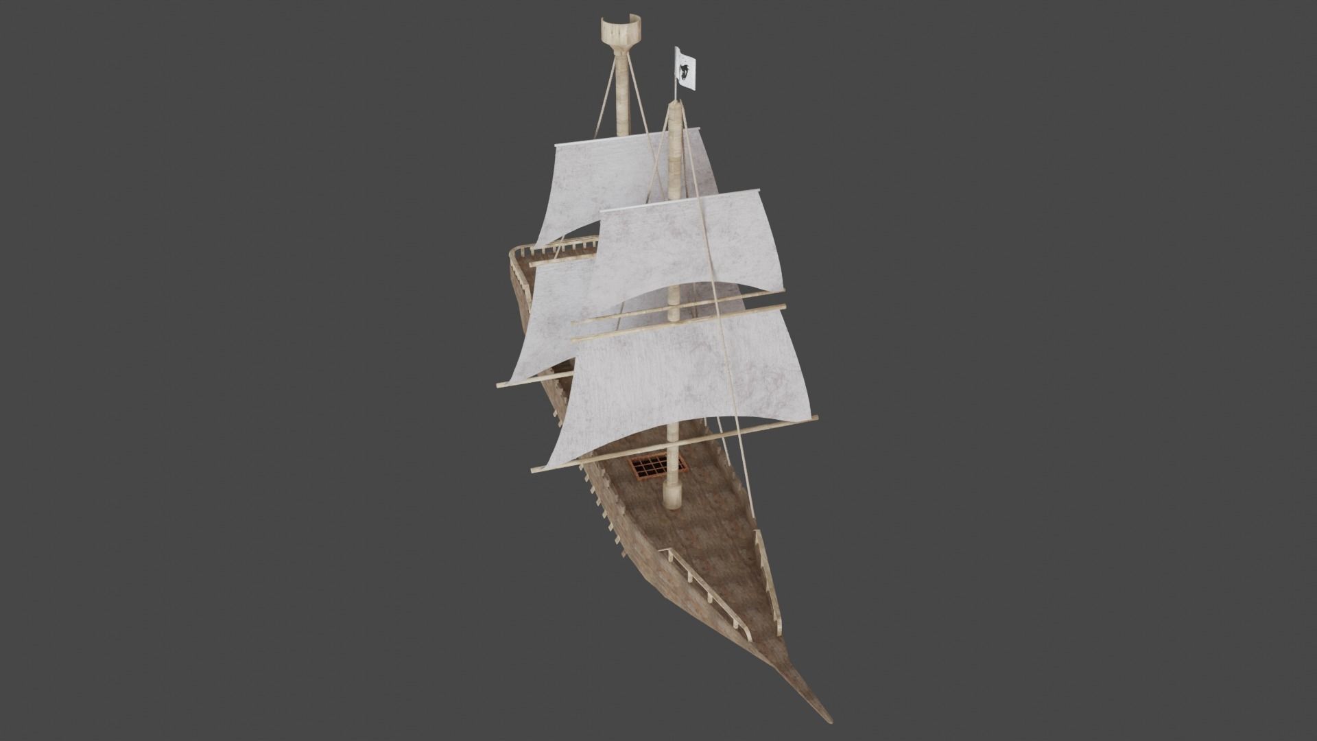 old Ship pbr Low-poly 3D model_2